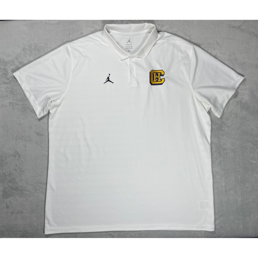 Jordan Dri-FIT Campbell Hall Men 2XL White Polo Shirt Jumpman Athletic School